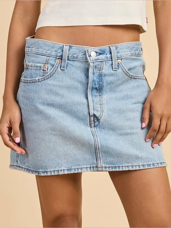 Levi's Women's Icon Skirt in a light-wash blue denim. - Picture 1 of 8